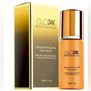 GLO24K Rejuvenating 24k Eye Serum 24k Gold, Hyaluronic Acid Rosehip Oil -NIB